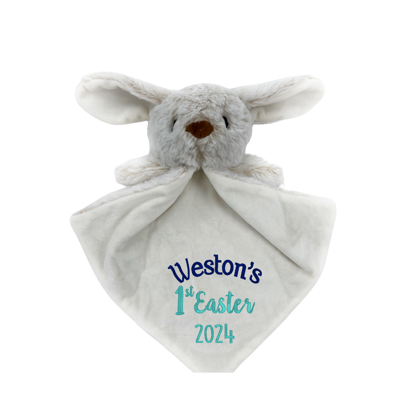 Personalized Bunny Lovey, Stuffed Bunny with Blanket, First Easter Gift, Easter Bunny