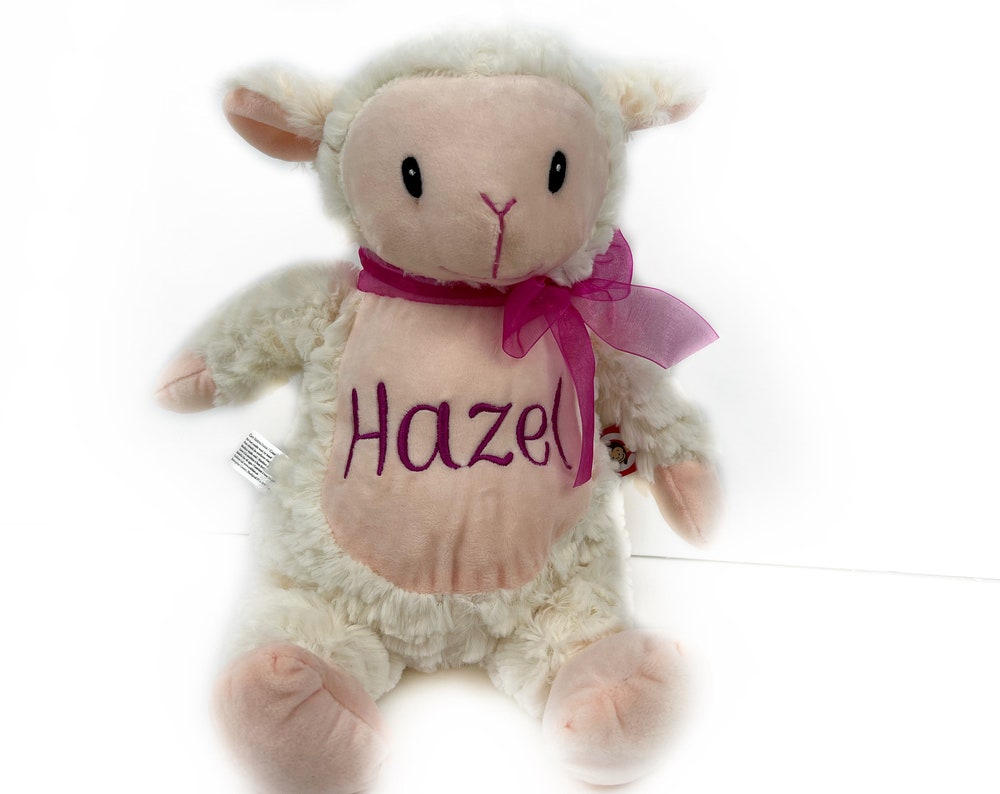 Personalized Fluffy Lamb, Keepsake Gift for Newborn, 1st Birthday Gift, Easter Lamb, Christening Gift for Babies