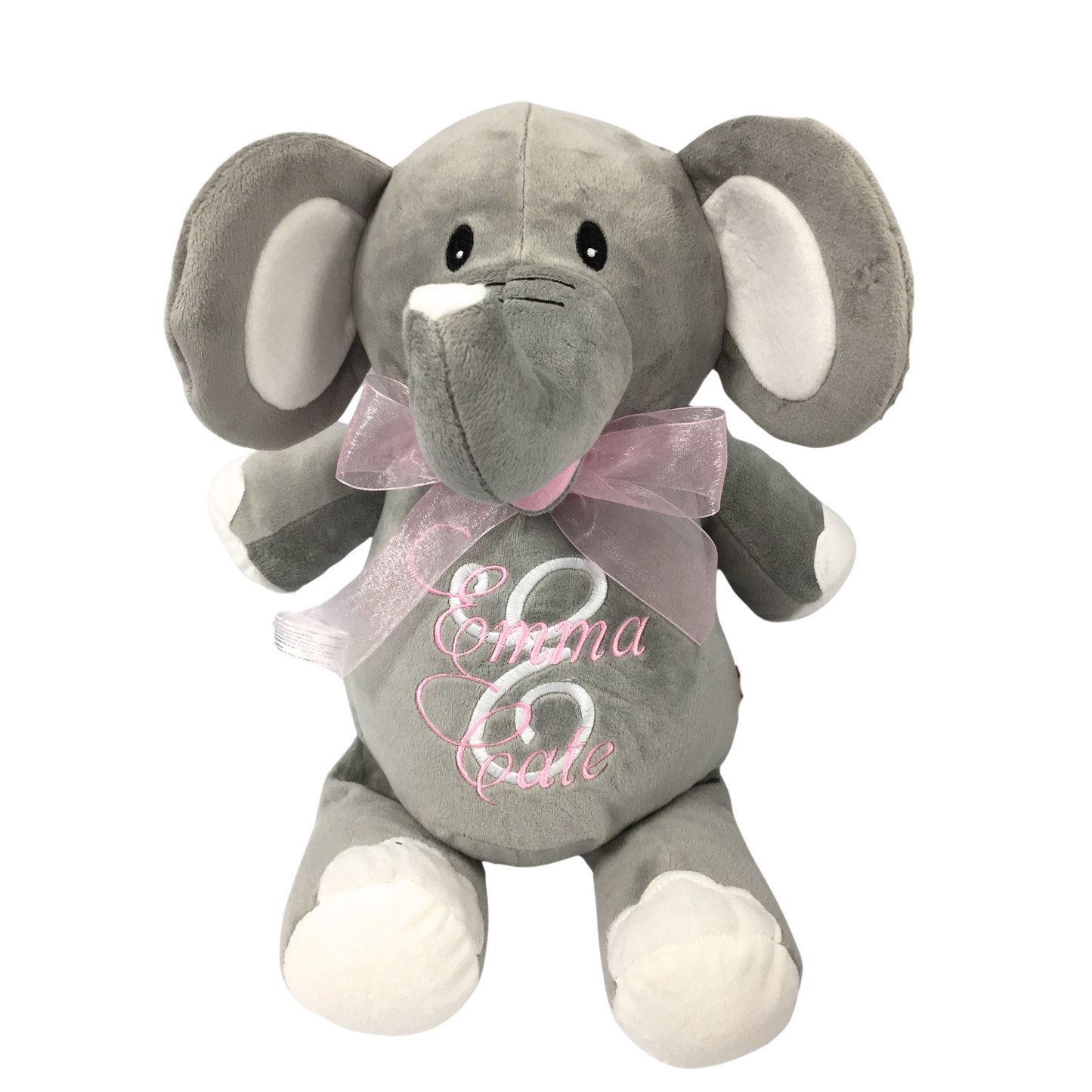 Personalized Stuffed Elephant, Gray Elephant, Customize with Name or Birth Stats, Keepsake Baby Gift, Photo Prop Elephant