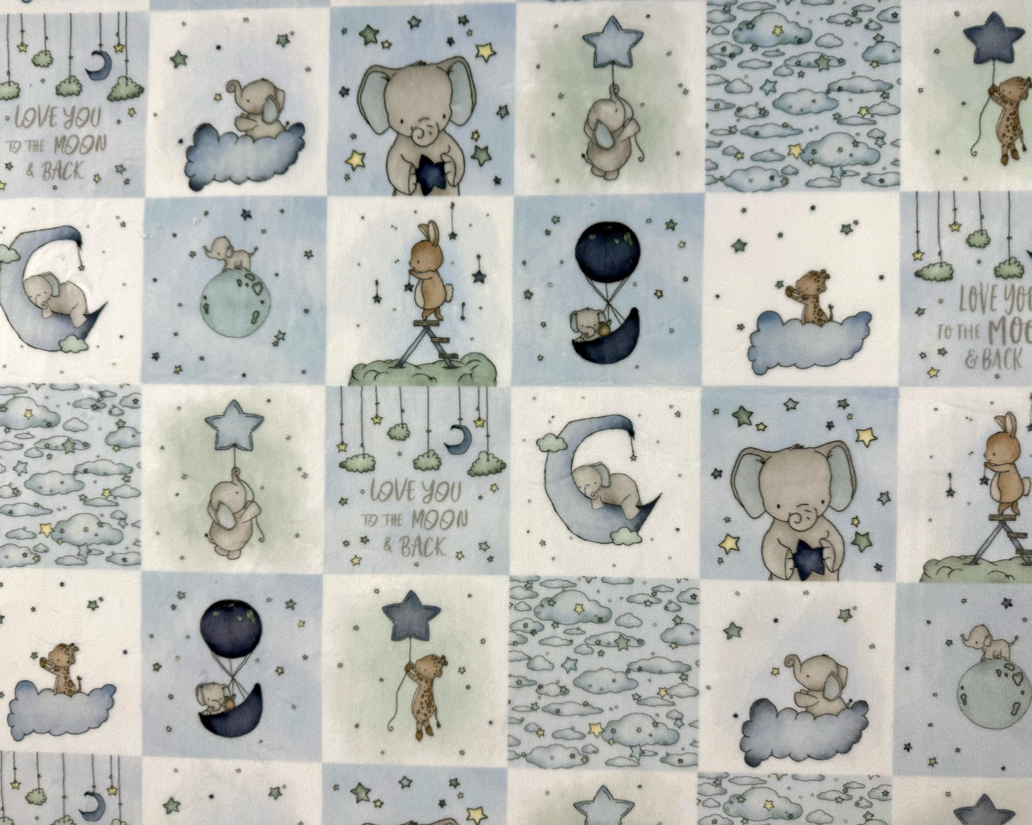 Personalized Baby Blanket, Blue and Gray Embroidered Minky with Birth Stats