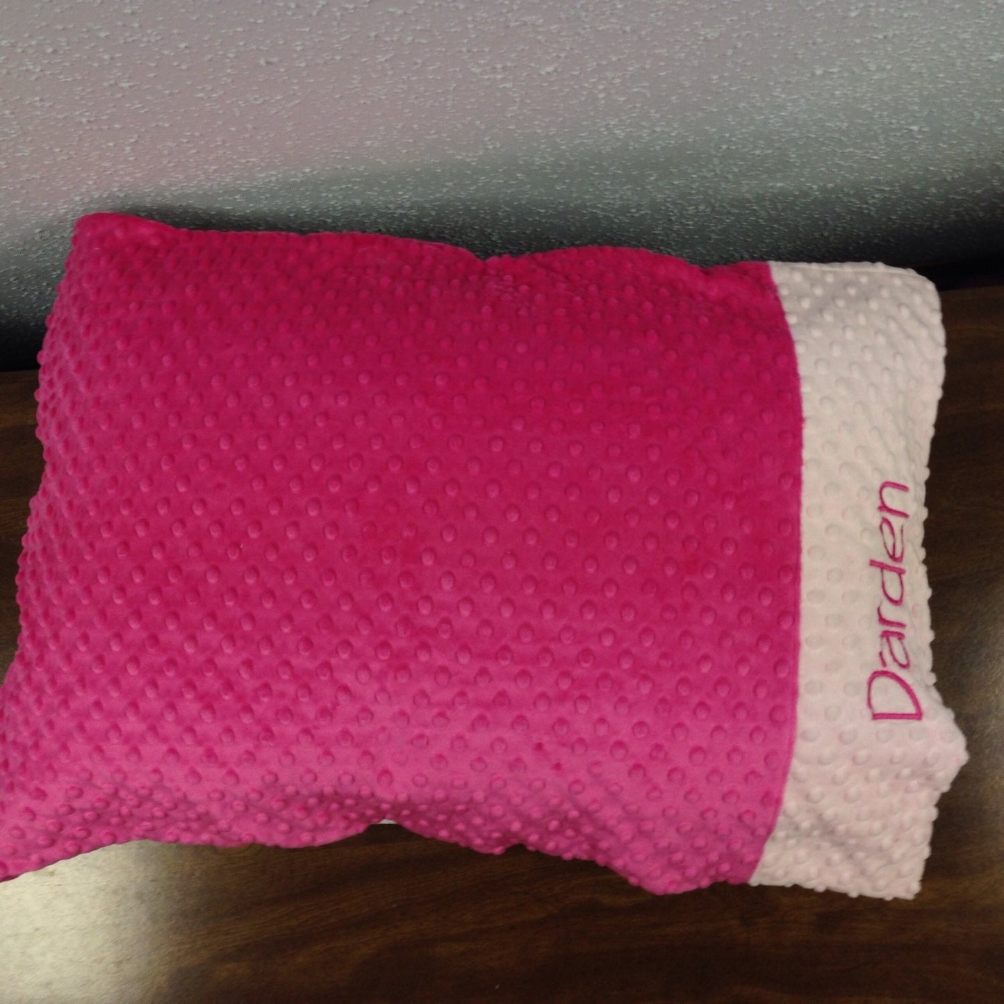 Personalized Minky Pillowcase, Fuchsia and Baby Pink Pillowcase, Personalized Gift for Girls