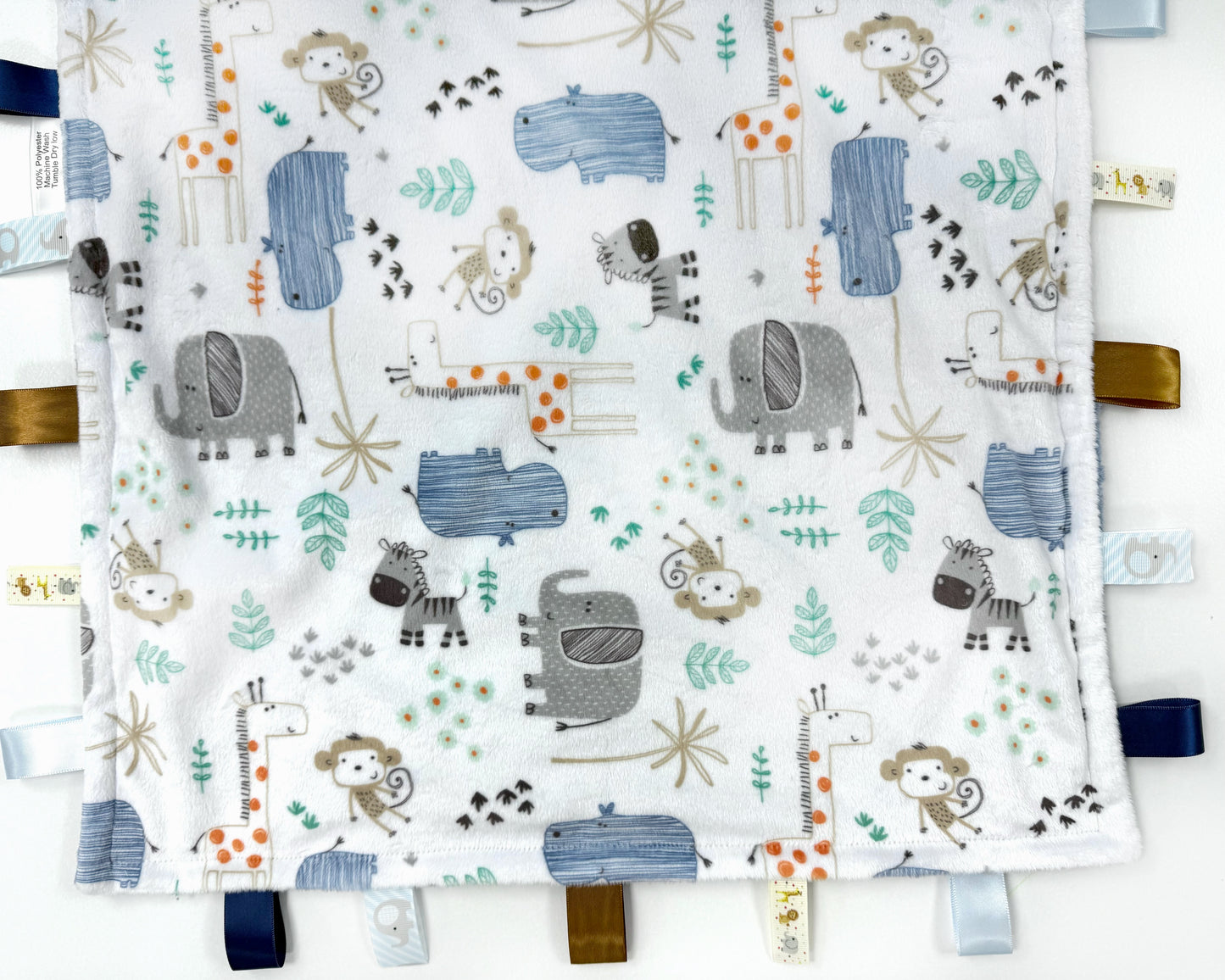 Baby blanket with animal pattern on a white background