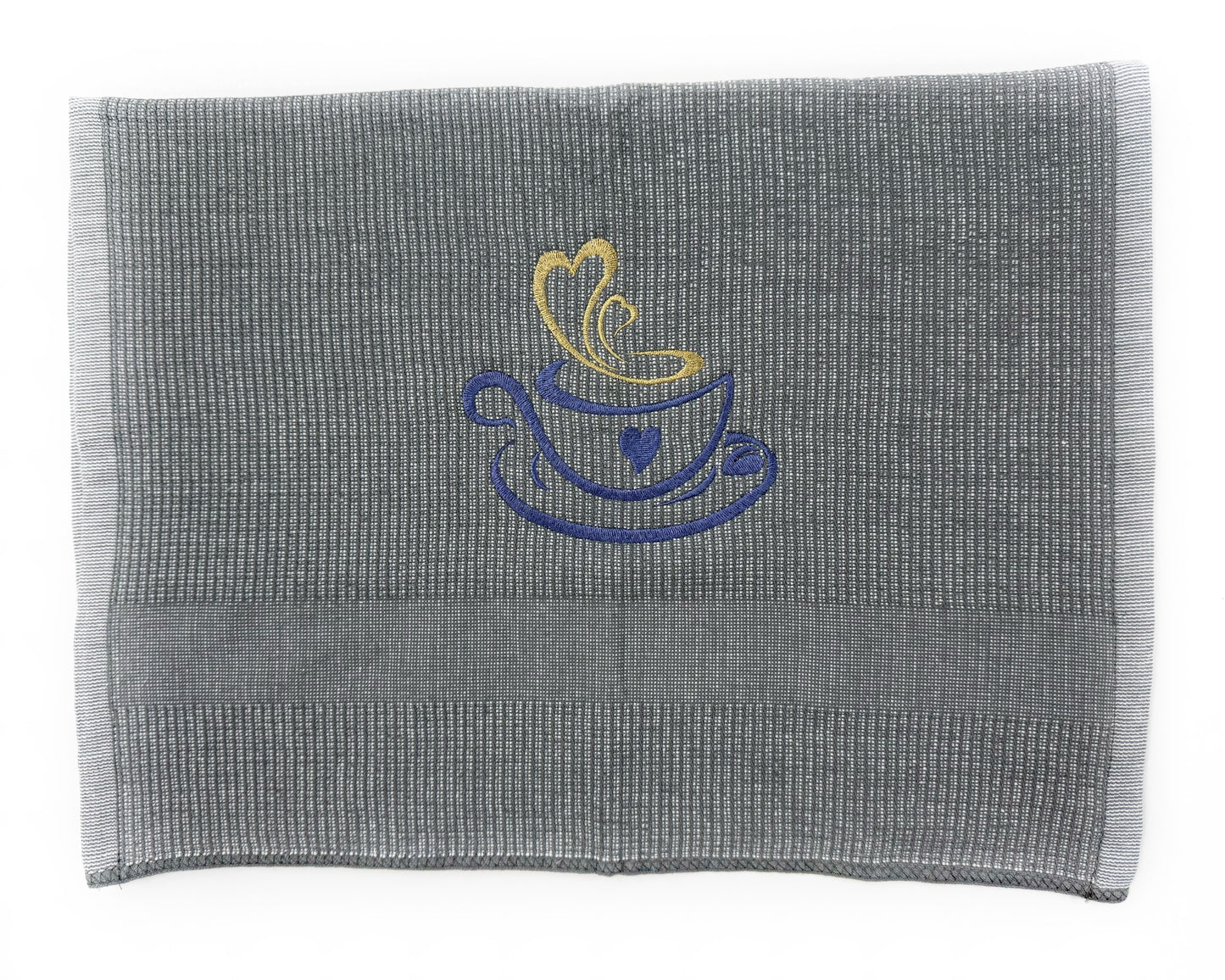 Kitchen Hand Towel, Gray Cotton Kitchen Dish Towel, Coffee Design Towel, Wedding Gift