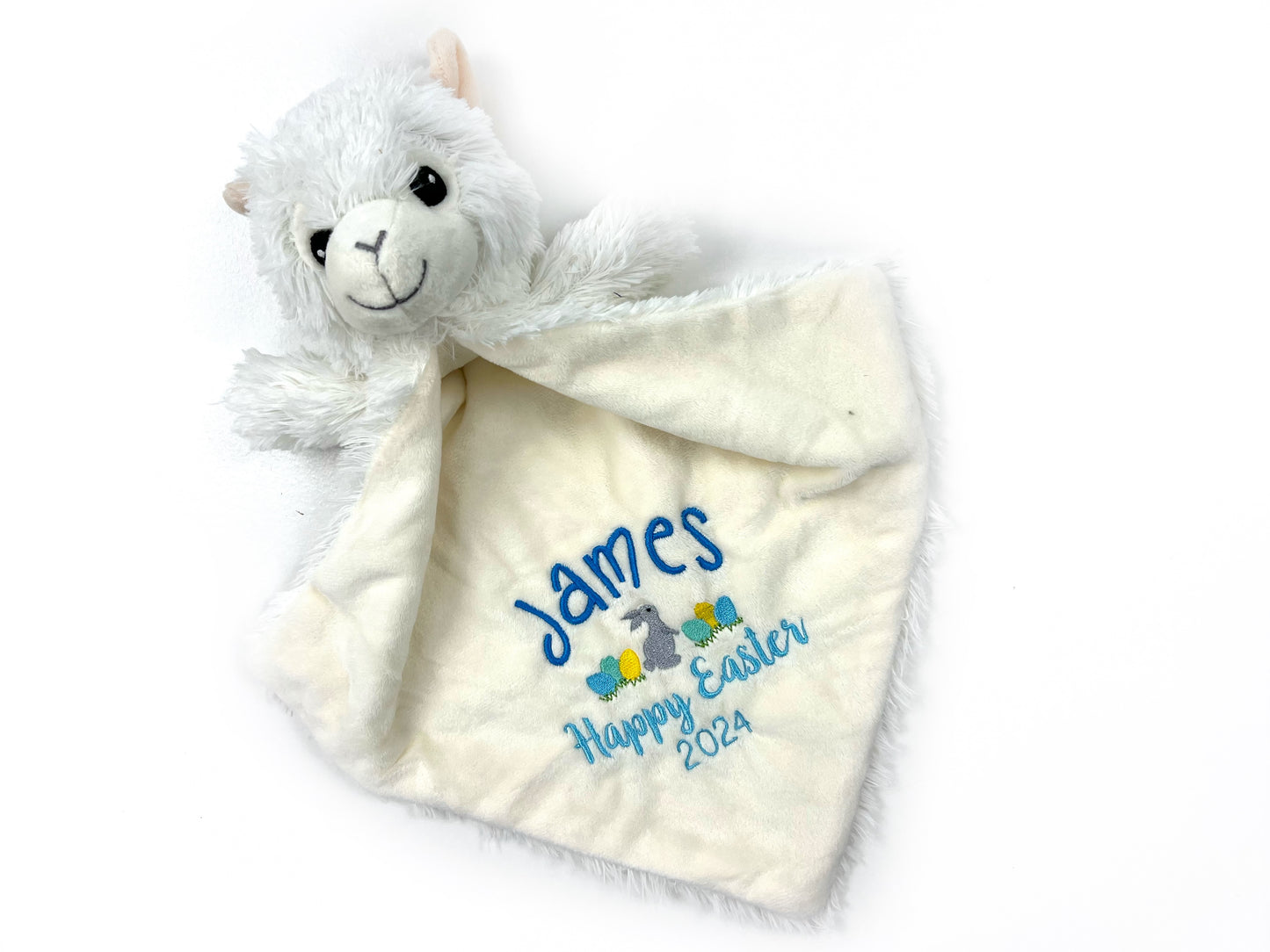 Personalized Llama Lovey, Stuffed Llama with Blanket, Newborn Gift, First Birthday Gift, Easter Gift