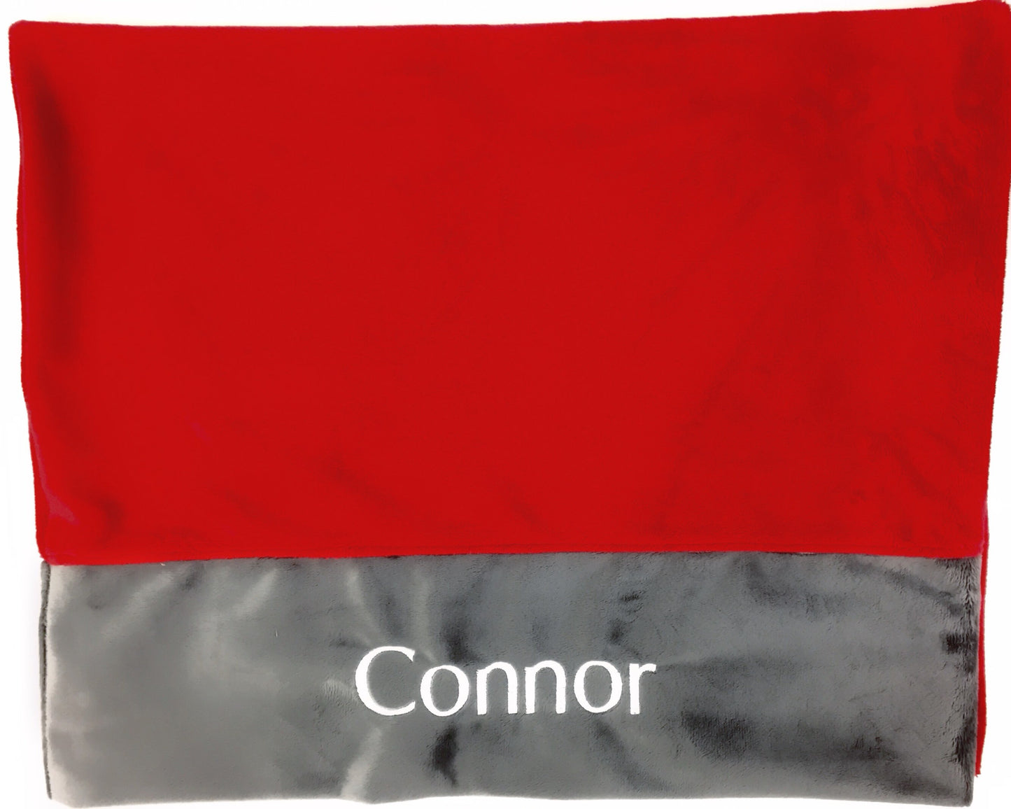 Personalized Minky Pillowcase, Red and Gray Minky, Personalized Gift for Boys or Girls