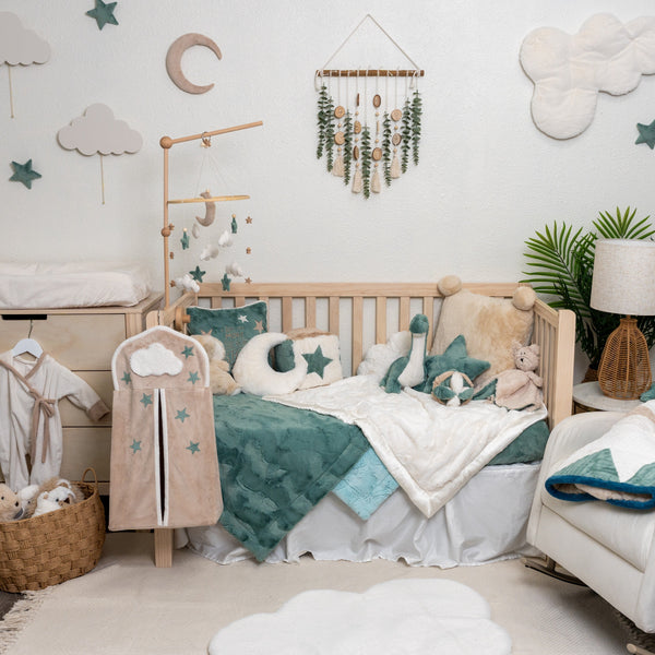 Soft plush minky fabric nursery scene showing why minky fabric is a safe baby blanket choice