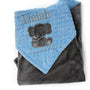 Elephant Baby Blanket, Light Blue and Gray Minky, Personalized Gift for Baby Boy