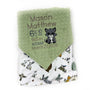 Minky Baby Blanket, Sage Green Woodland Animal Minky, Birth Stats with Raccoon, Personalized Gift for Baby