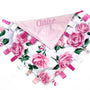 Personalized Lovey Tag Blanket, Pink Floral minky Sensory Blanket for Girls