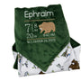 Birth Stats Baby Blanket, Green Woodland Animal Minky, Birth Stats with Bear, Personalized Gift for Baby