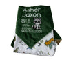 View details for Minky Baby Blanket, Green Woodland Animal Minky, Birth Stats with Raccoon, Personalized Gift for Baby Minky Baby Blanket, Green Woodland Animal Minky, Birth Stats with Raccoon