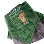 Minky Baby Blanket, Highland Cow, Green and Gray Blanket, Embroidered Birth Stats