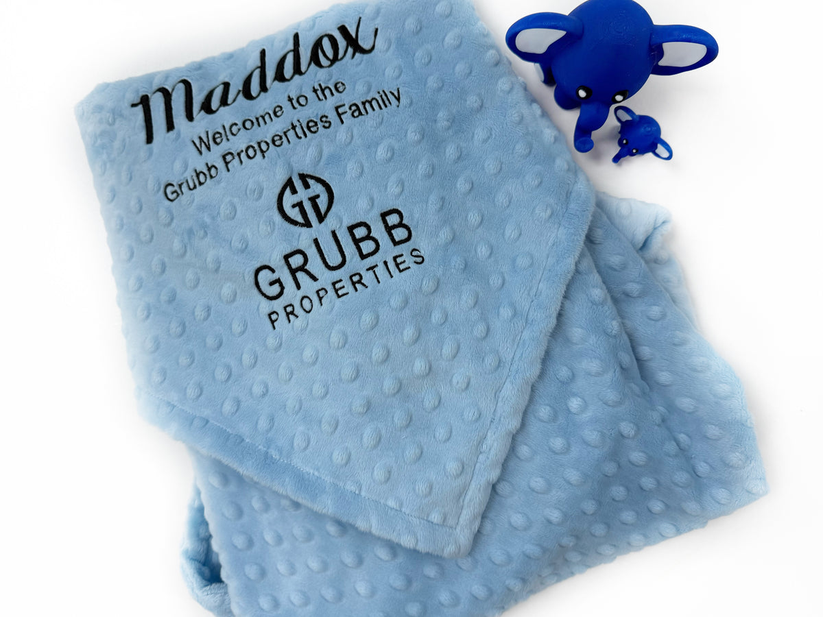 Minky Logo Blanket, Personalized Corporate Baby Gift - GRUBB Logo