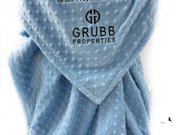 Minky Logo Blanket, Personalized Corporate Baby Gift - GRUBB Logo