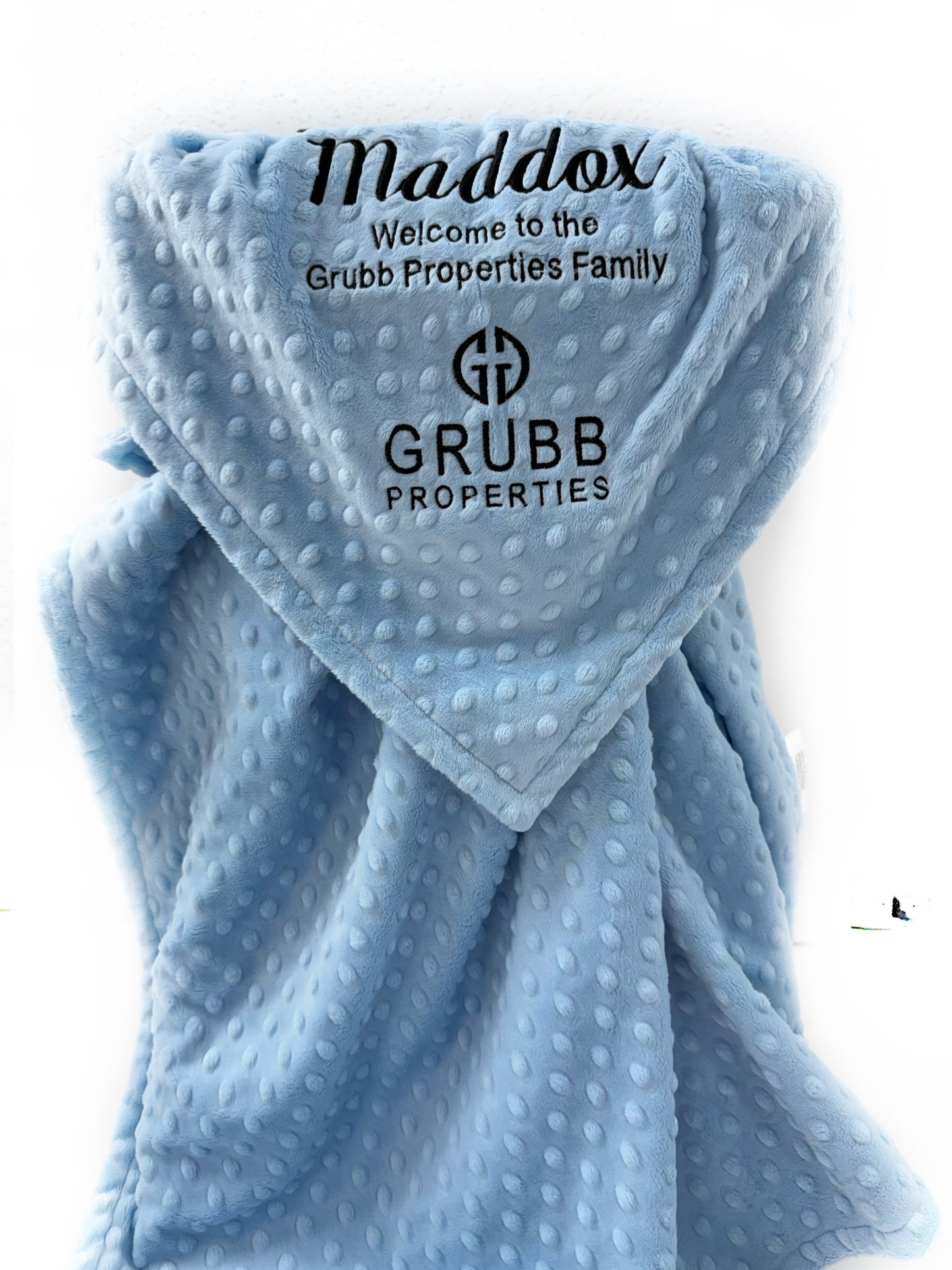 Minky Logo Blanket, Personalized Corporate Baby Gift - GRUBB Logo