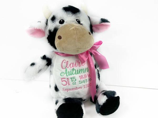 Personalized Cow in Black and White for Baby or Toddlers