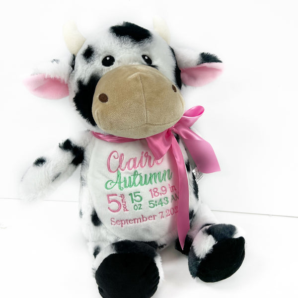 Personalized Cow in Black and White for Baby or Toddlers