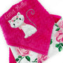 Minky Baby Blanket in Pink and White with Kitty Applique and Embroidered Name