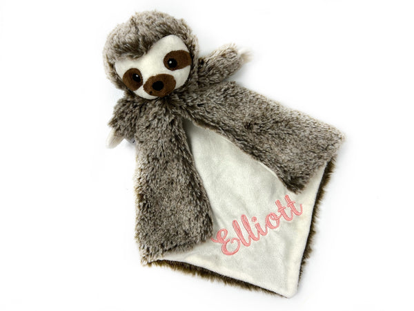 Personalized Brown Sloth Lovey with Embroidered Name or Message