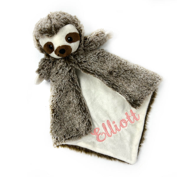 Personalized Brown Sloth Lovey with Embroidered Name or Message