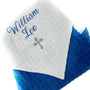 Personalized Cross Baby Blanket – Custom Embroidered Minky Baptism Gift, Religious Gift for Boy