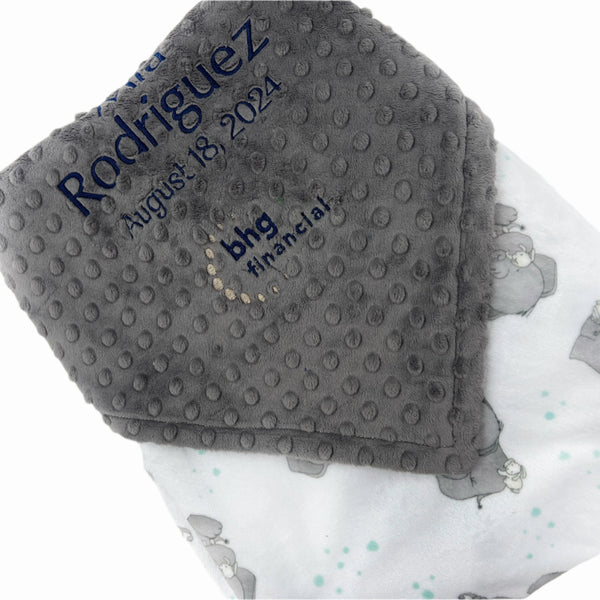Minky Baby Blanket, Personalized Corporate Gift - Logo, Custom Baby Blanket