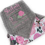 Baby Girl Blanket, Birth Stats Blanket, Pink Roses, Personalized Baby Gift, Embroidered Baby Blanket