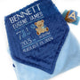 Birth Stats Baby Blanket, Blue Teddy Bear Minky, Personalized Gift for Baby Boy