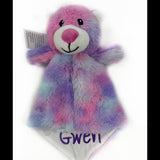 Personalized Tie Dyed Teddy Bear Lovey, Pink and Purple with Baby's Name, First Birthday Gift