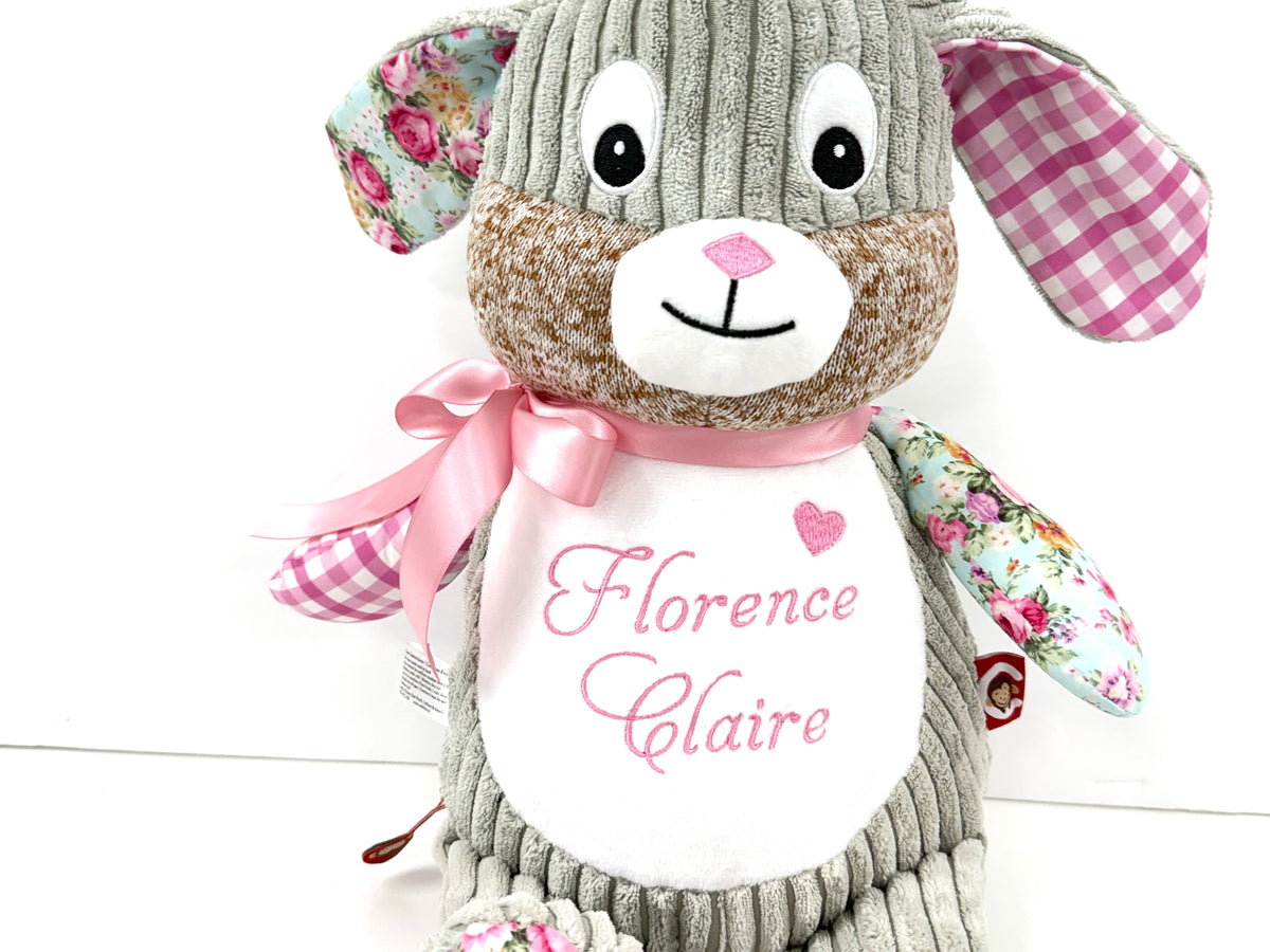 Personalized Pink Patchwork Bunny, Keepsake Gift for Newborn, 1st Birthday Gift, Christening Gift for Babies (Copy)