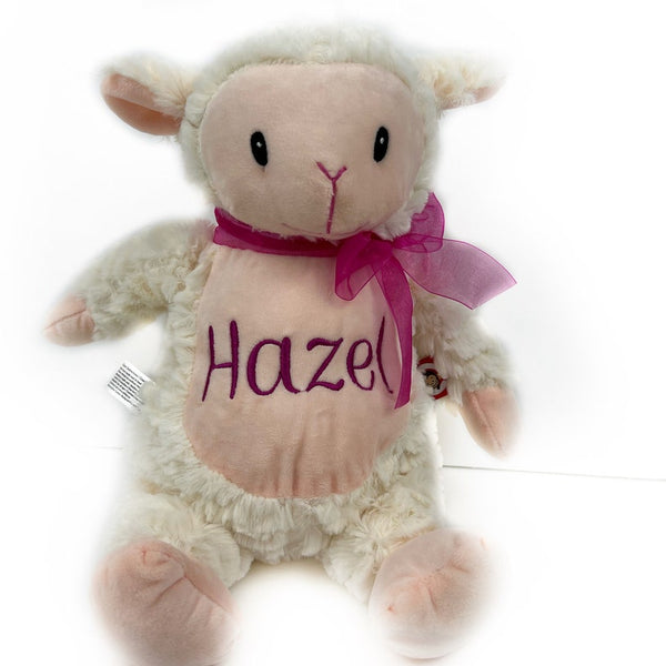Personalized Fluffy Lamb, Keepsake Gift for Newborn, 1st Birthday Gift, Easter Lamb, Christening Gift for Babies