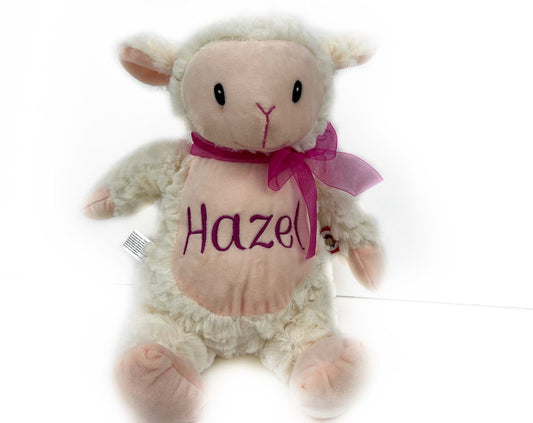 Personalized Fluffy Lamb, Keepsake Gift for Newborn, 1st Birthday Gift, Easter Lamb, Christening Gift for Babies