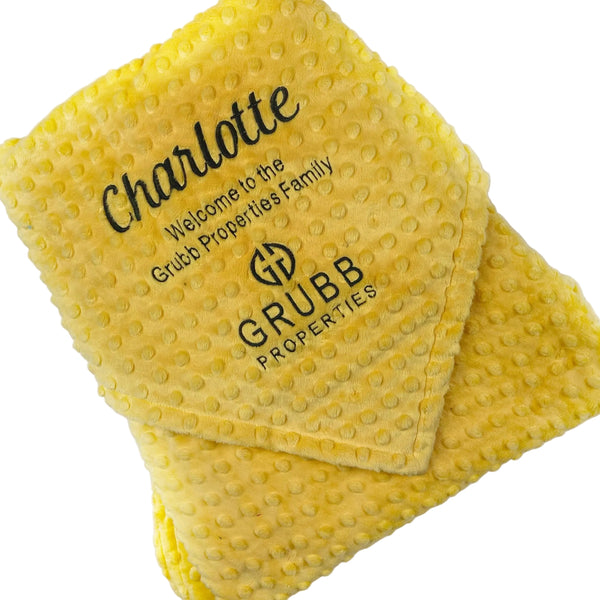 Minky Logo Blanket, Personalized Corporate Baby Gift - GRUBB Logo