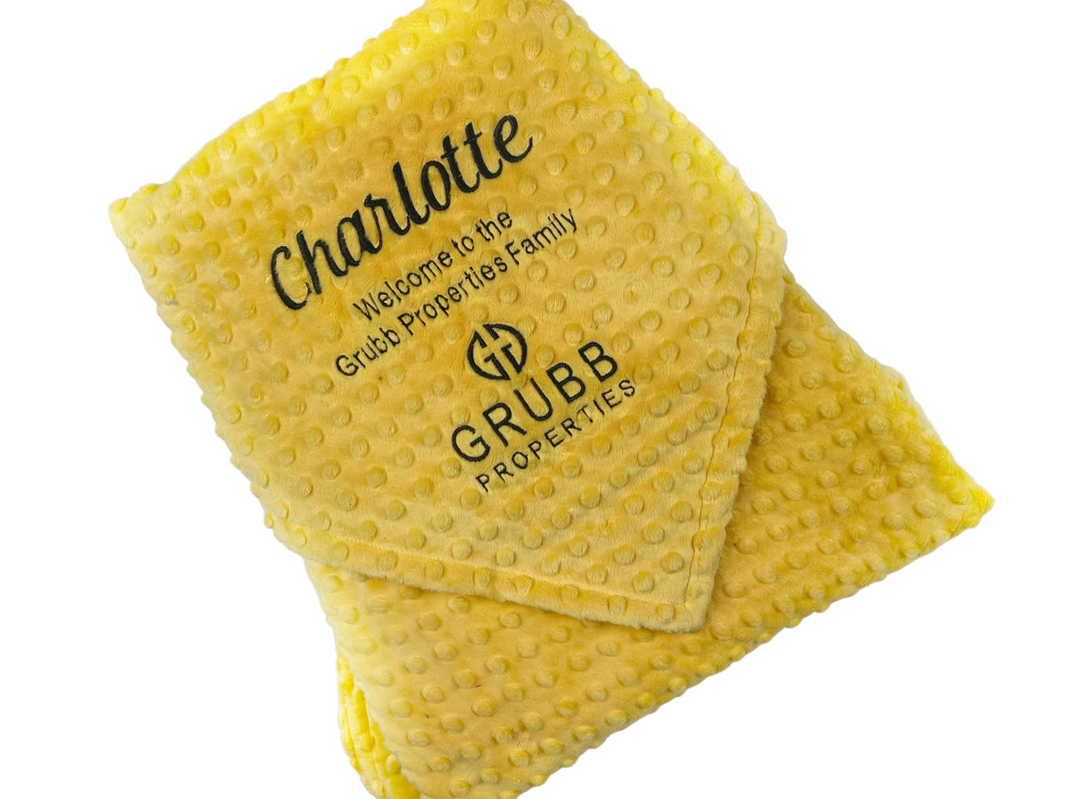 Minky Logo Blanket, Personalized Corporate Baby Gift - GRUBB Logo