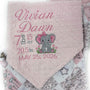 Baby blanket with personalized text and elephant design on a pink background