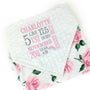 Baby Girl Blanket, Pink White Rose Minky with Embroidered Birth Stats