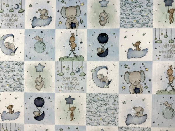 Personalized Baby Blanket, Blue and Gray Embroidered Minky with Birth Stats