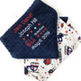 Personalized Blanket Embroidered with Baby Birth Stats, Navy and Red with Fire Trucks Police Cars, Keepsake Baby Gift