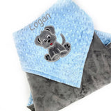 Blue Puppy Blanket, Minky Throw Blanket, Large Blue Throw for Dog Lovers