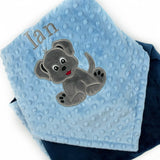 Blue Puppy Blanket, Minky Throw Blanket, Large Blue Throw for Dog Lovers