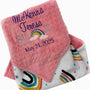 Personalized Baby Blanket, Coral Rainbow Blanket, Birth Stats Baby Gift