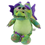 Colorful personalized stuffed dragon toy, perfect keepsake gift for children, customizable with name or birth details.