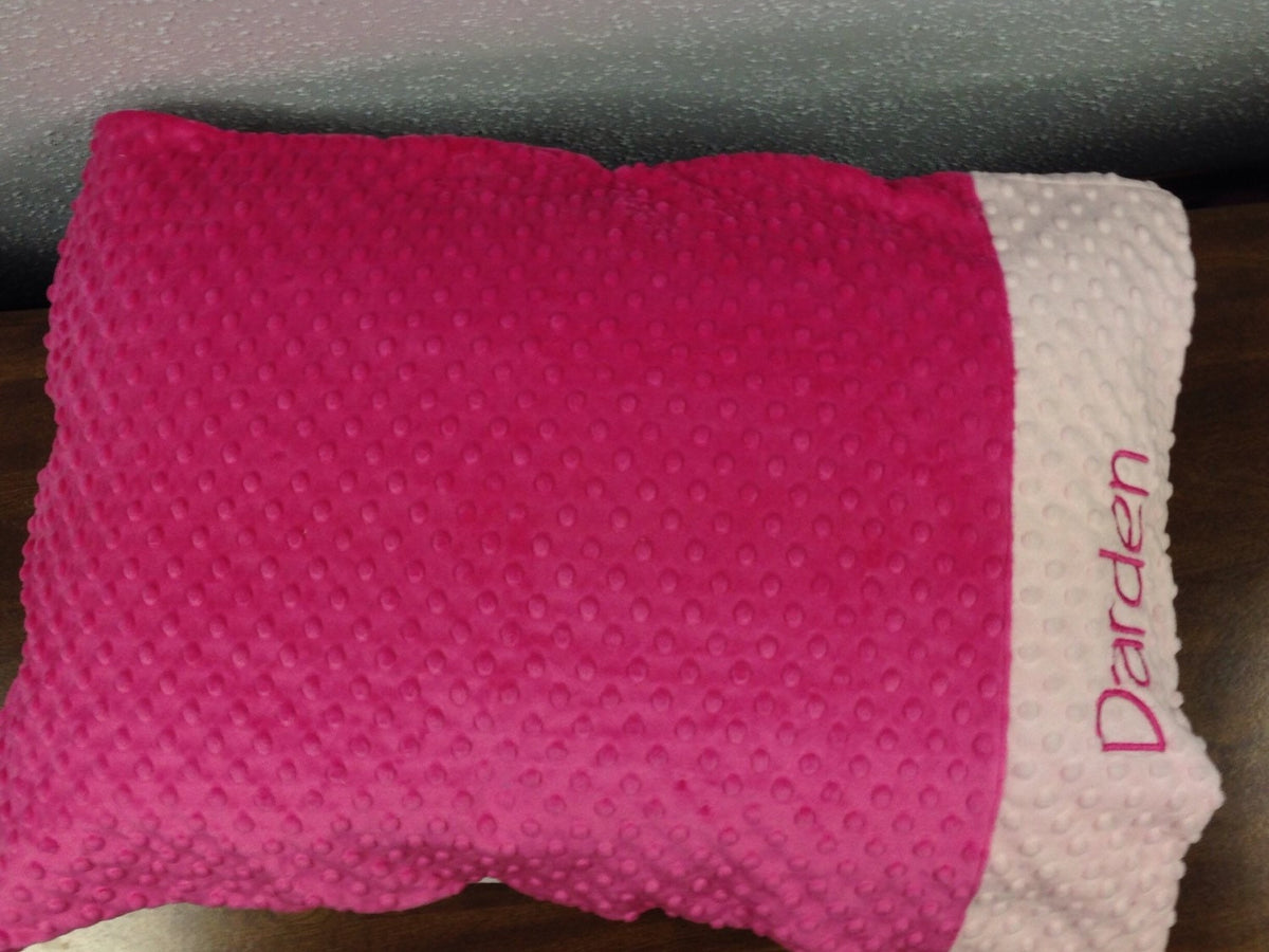 Personalized Minky Pillowcase, Fuchsia and Baby Pink Pillowcase, Personalized Gift for Girls