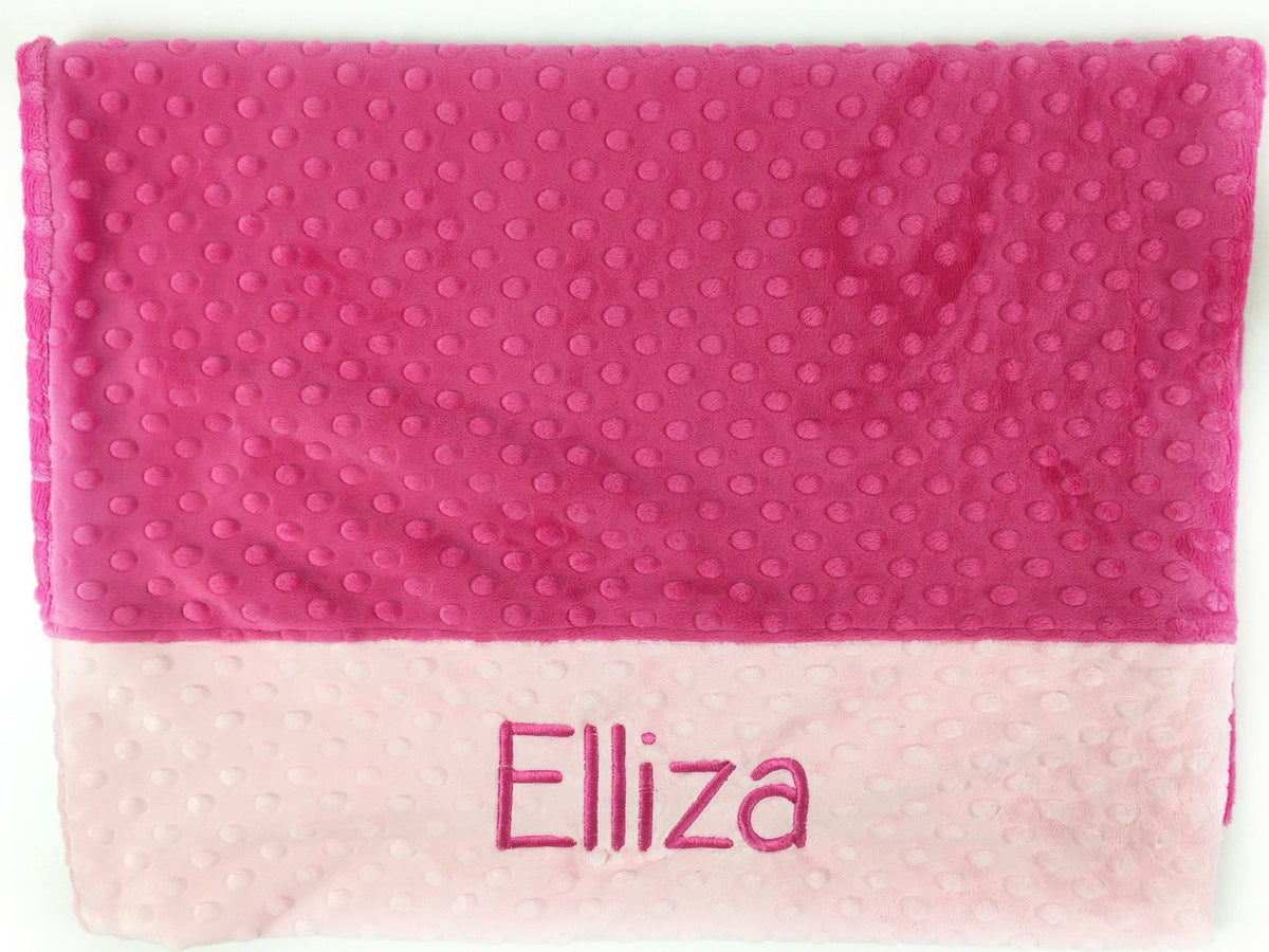 Personalized Minky Pillowcase, Fuchsia and Baby Pink Pillowcase, Personalized Gift for Girls
