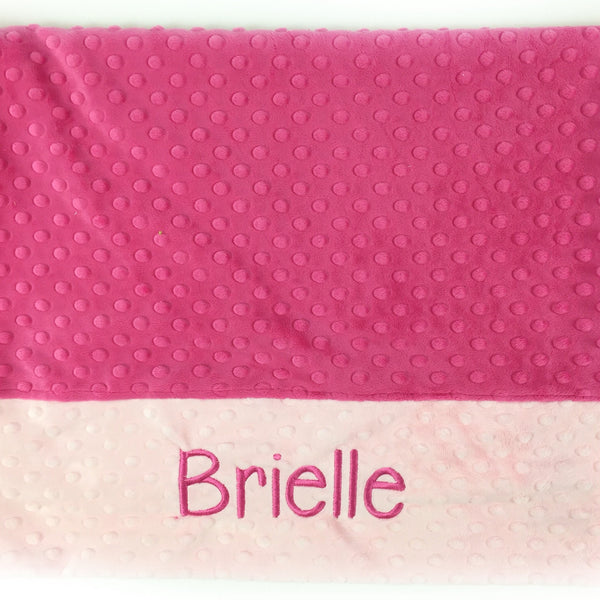 Personalized Minky Pillowcase, Fuchsia and Baby Pink Pillowcase, Personalized Gift for Girls