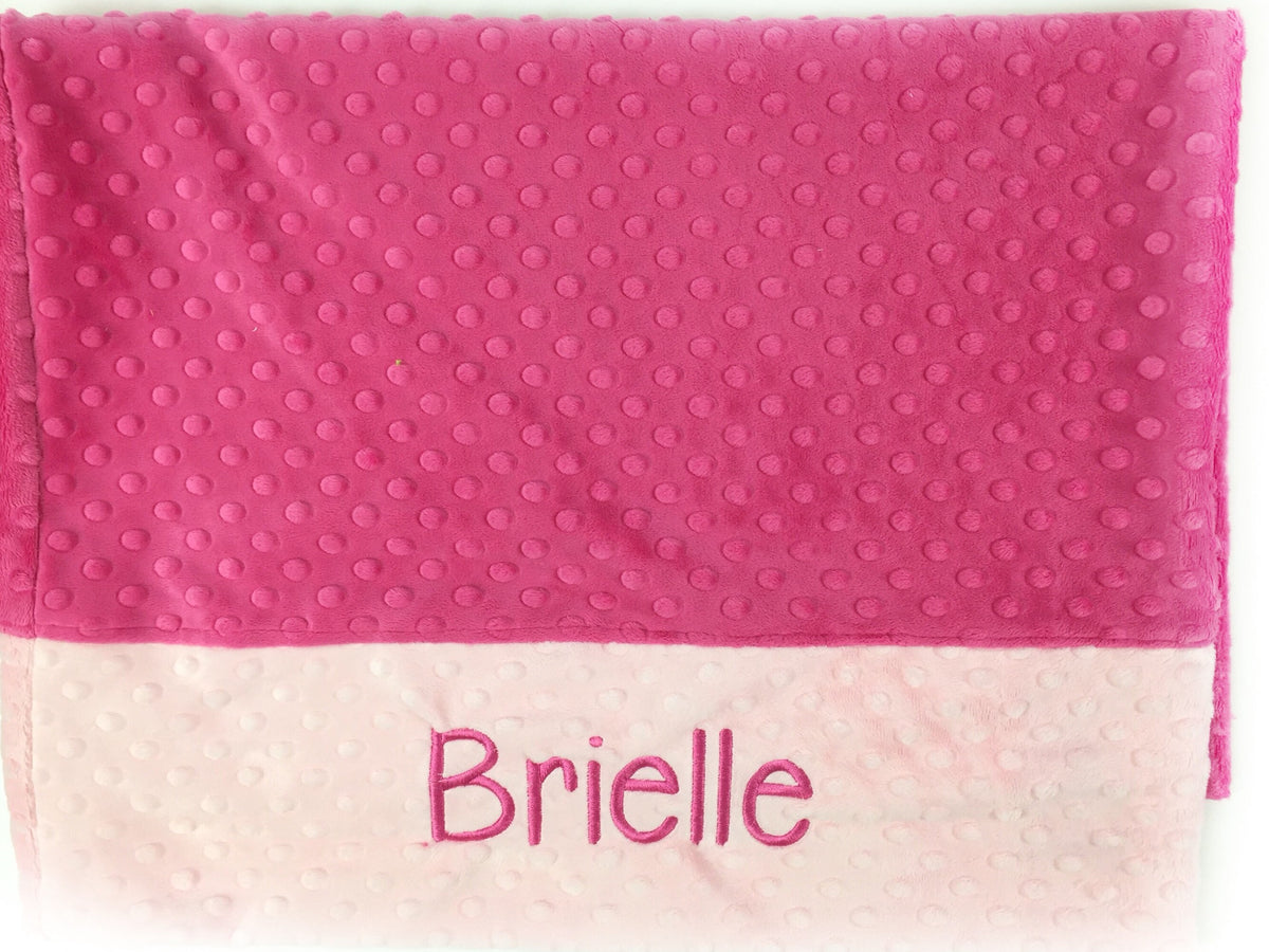 Personalized Minky Pillowcase, Fuchsia and Baby Pink Pillowcase, Personalized Gift for Girls