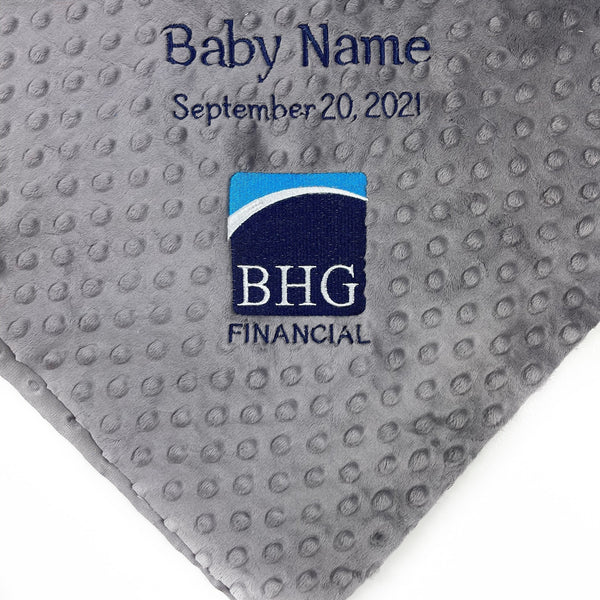 Minky Baby Blanket, Personalized Corporate Gift - Logo, Custom Baby Blanket