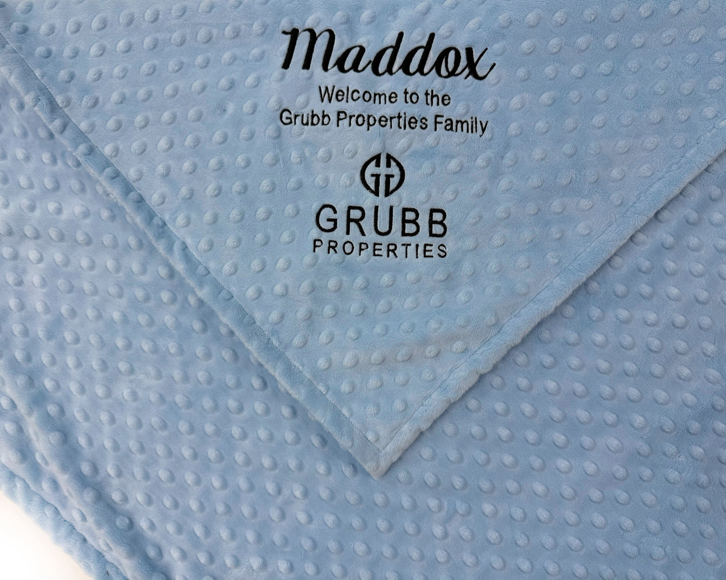 Minky Logo Blanket, Personalized Corporate Baby Gift - GRUBB Logo