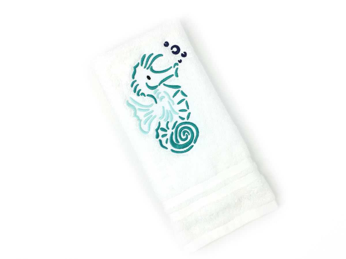 Sea Horse Bathroom Hand Towel - Decorative Guest Towel