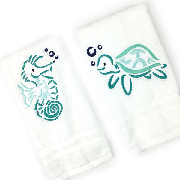 Sea Horse Bathroom Hand Towel - Decorative Guest Towel